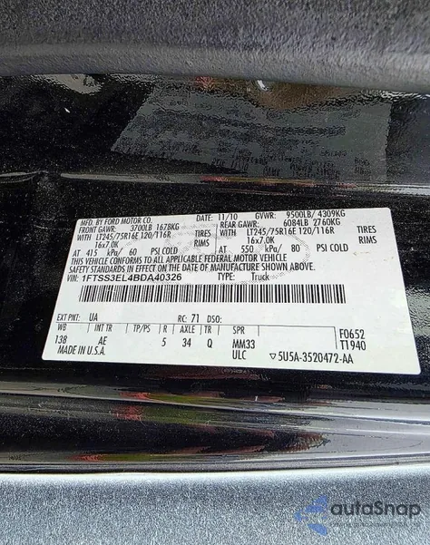 2011 Ford Econoline E350 Super Duty Van z USA, uszkodzony, nr VIN 1FTSS3EL4BDA40326